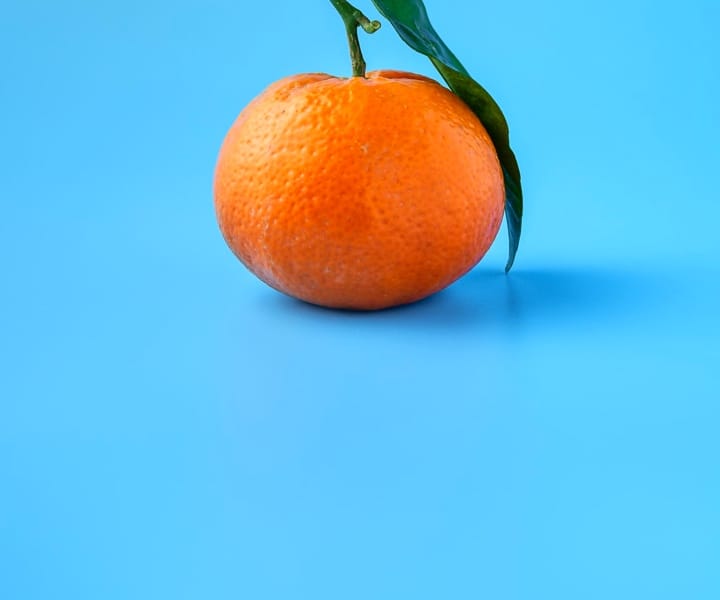 Orange on a blue background