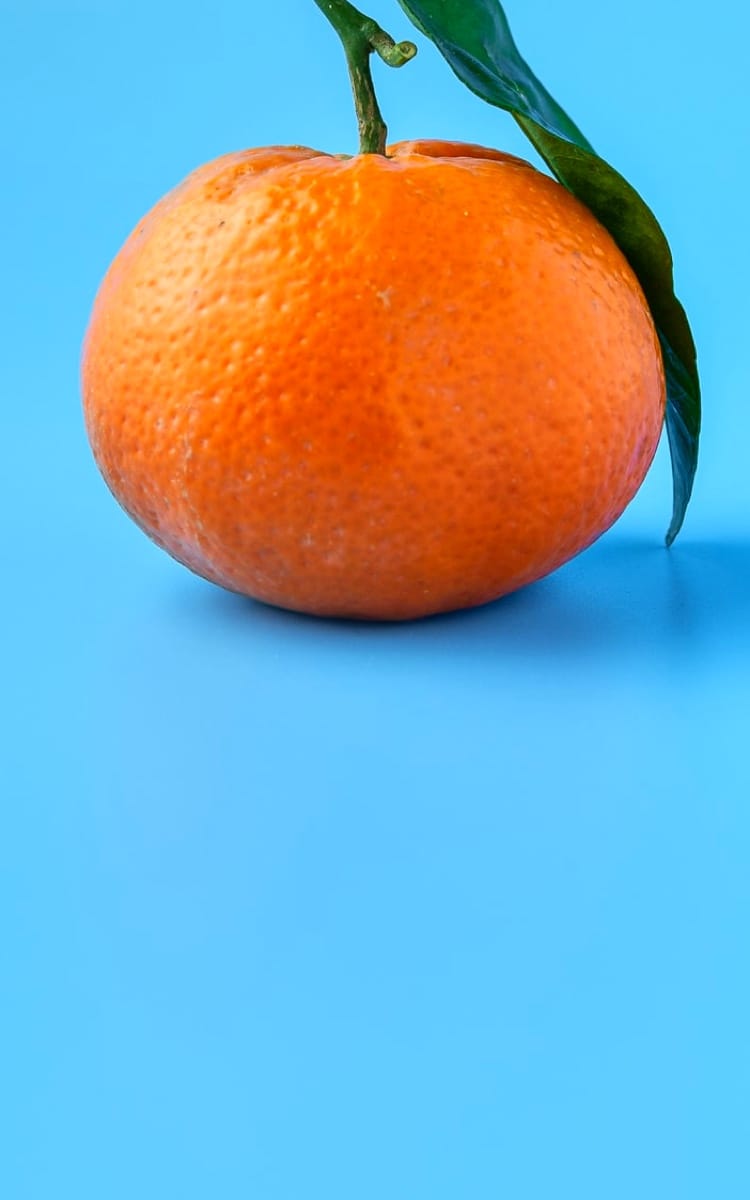 Orange on a blue background